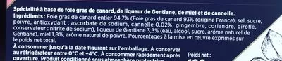 Lista de ingredientes del producto Foie gras de canard Création 2 Maison Montfort 180g