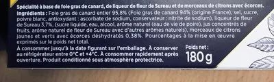 Lista de ingredientes del producto Foie gras de canard Création 1 Maison Montfort 180g