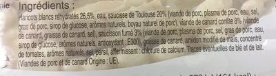 Lista de ingredientes del producto Cassoulet Supérieur au Canard Penny 300 g e