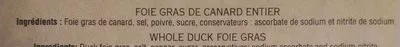 Lista de ingredientes del producto Fois gras de canard entier Larnaudie 170 g