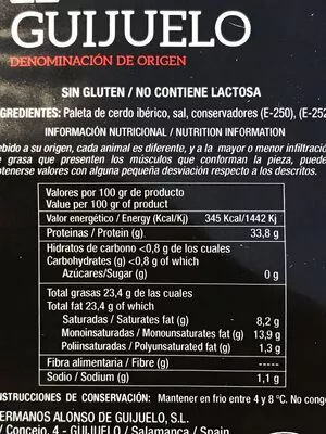 Lista de ingredientes del producto   