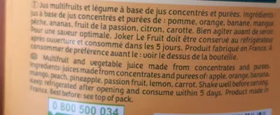 Lista de ingredientes del producto Le Fruit Multifruit Joker 1,5 L