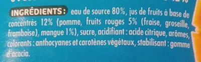 Lista de ingredientes del producto Mangue Fruits Rouges Oasis 2 l