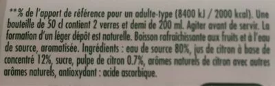 Lista de ingredientes del producto Pulco citronnade Pulco 50 cl