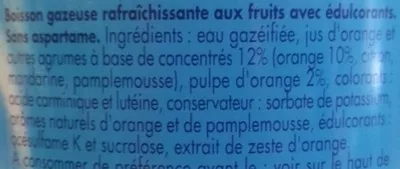 Lista de ingredientes del producto Pomme cassis framboise Orangina 1,5 l