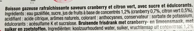 Lista de ingredientes del producto Virgin Cosmo Cranberry Schweppes 1 l