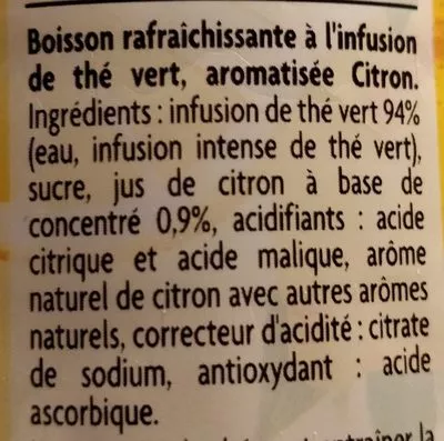 Lista de ingredientes del producto Thé infusé glacé parfum citron May Tea, Orangina Schweppes France 1 l