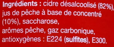 Lista de ingredientes del producto D'Artigny, Cocktail Royal, pêche Bardinet 75 cl