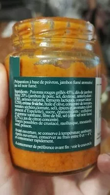 Lista de ingredientes del producto Piperade de jambon au sel noir fumé Eric Bur 