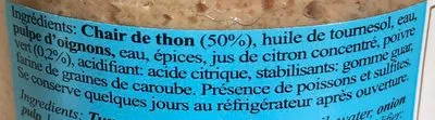 Lista de ingredientes del producto Rillettes de Thon au poivre vert Éric Bur 