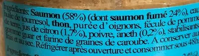 Lista de ingredientes del producto Rillettes de Saumon au citron et à l'aneth Éric Bur 