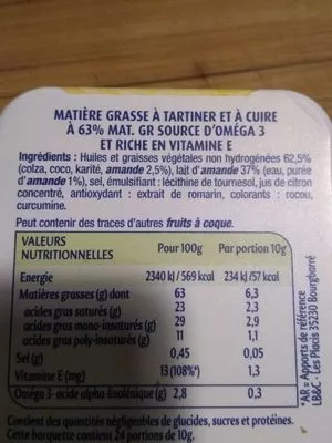 Lista de ingredientes del producto Margarine  