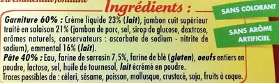 Lista de ingredientes del producto 2 Galettes Jambon Fromage - nouvelle recette Tipiak 250 g