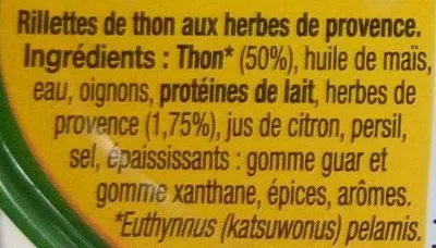 Lista de ingredientes del producto Rillettes de thon herbes de Provence Saupiquet 115 g