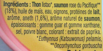 Lista de ingredientes del producto Rillettes de saumon aneth Saupiquet 