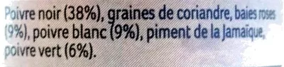 Lista de ingredientes del producto Poivre 5 baies entières Ducros 30 g