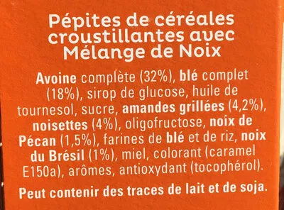 Lista de ingredientes del producto Cruesli Quaker 450 g ℮