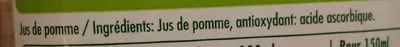 Lista de ingredientes del producto Jus de pommes pressées Tropicana 900 ml