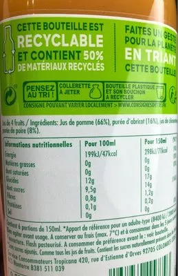 Lista de ingredientes del producto Tropicana pomme abricot poire Tropicana 90 cl