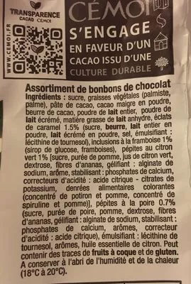 Lista de ingredientes del producto Delicieusement fruité Cémoi Chocolatier Francais 