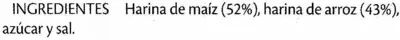 Lista de ingredientes del producto Tostadas de maiz y arroz sin gluten Gerblé 250 g (2 x 125 g)