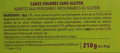 Lista de ingredientes del producto cake fourré sans gluten Gerblé 210 g (6 x 35 g)