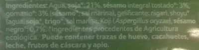 Lista de ingredientes del producto Tofu sésamo Céréal Bio 125 g