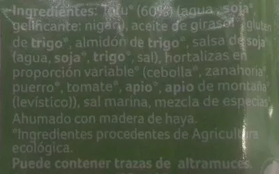 Lista de ingredientes del producto Salchicha de tofu al estilo frankfurt Céréal Bio 280 g (4 salchichas)