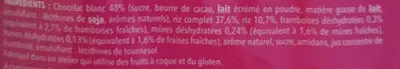 Lista de ingredientes del producto Galette riz chocolat blanc fruits rouges saveur framboise Gerblé 130 g