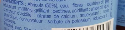 Lista de ingredientes del producto Abricot Sans sucres ajoutés Gerblé 320 g