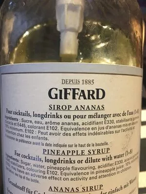 Lista de ingredientes del producto Giffard Ananas Sirup 1X1,00 Liter Giffard 100 cl