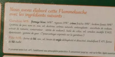 Lista de ingredientes del producto La Maxi Flammekueche Lardons & Oignons Stoeffler 550 g