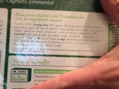 Lista de ingredientes del producto Maxi flammekueche emmental Stoeffler 550g