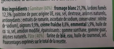 Lista de ingredientes del producto Flammekueche Stoeffler 180 g