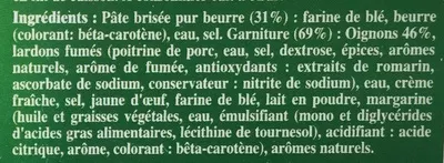 Lista de ingredientes del producto Tarte à l'oignon surgelée Stoeffler 400 g