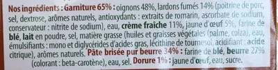 Lista de ingredientes del producto Tarte à l'oignon Stoeffler 400 g