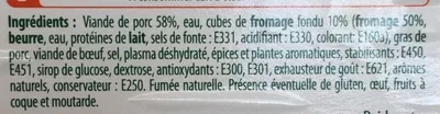 Lista de ingredientes del producto La Strasbourg au fromage à Griller Stoeffler 5 * 40 g (200 g)