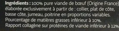 Lista de ingredientes del producto Steak haché Charal authentique Charal 1 kg (8 * 125 g)