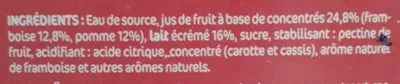 Lista de ingredientes del producto Danao framboise irrésistible Danao, JFD (Jus Frais Développement) 1 l