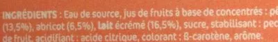 Lista de ingredientes del producto Danao Pêche abricot les 2 briques d'1L Danao 