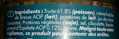 Lista de ingredientes del producto Rillette de truite au piment d'Espelette MARIUS BERNARD Marius Bernard 