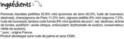 Lista de ingredientes del producto Poêlée Fermière Paysan Breton 750 g