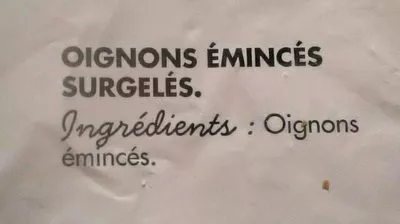 Lista de ingredientes del producto Oignons émincés Toupargel 1kg