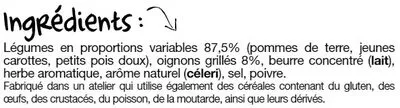 Lista de ingredientes del producto Les légumes à la Printanière paysan breton 750 g