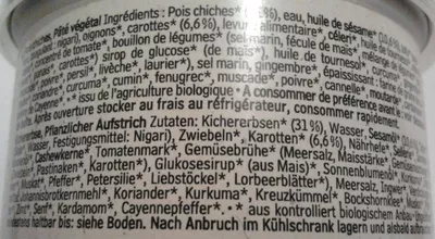 Lista de ingredientes del producto Pois chiches et huile de sésame Pural 125 g