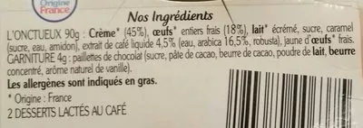 Lista de ingredientes del producto Rians onctueux café Rians 2 * 90+4g