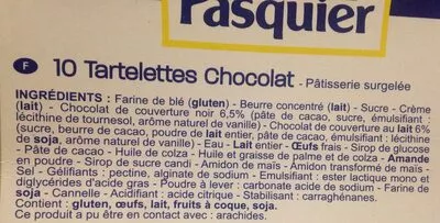 Lista de ingredientes del producto 10X Tartelette Chocolat Pasquier Pasquier 