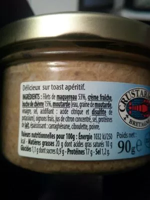 Lista de ingredientes del producto Rillettes de maquereaux au fromage de chèvre  