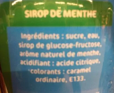 Lista de ingredientes del producto Sirop de menthe Oasis sirop 75cl