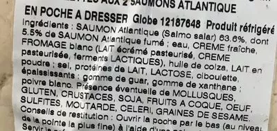 Lista de ingredientes del producto Rillettes aux saumons atlantique en poche à dresser Davigel 0,750 kg